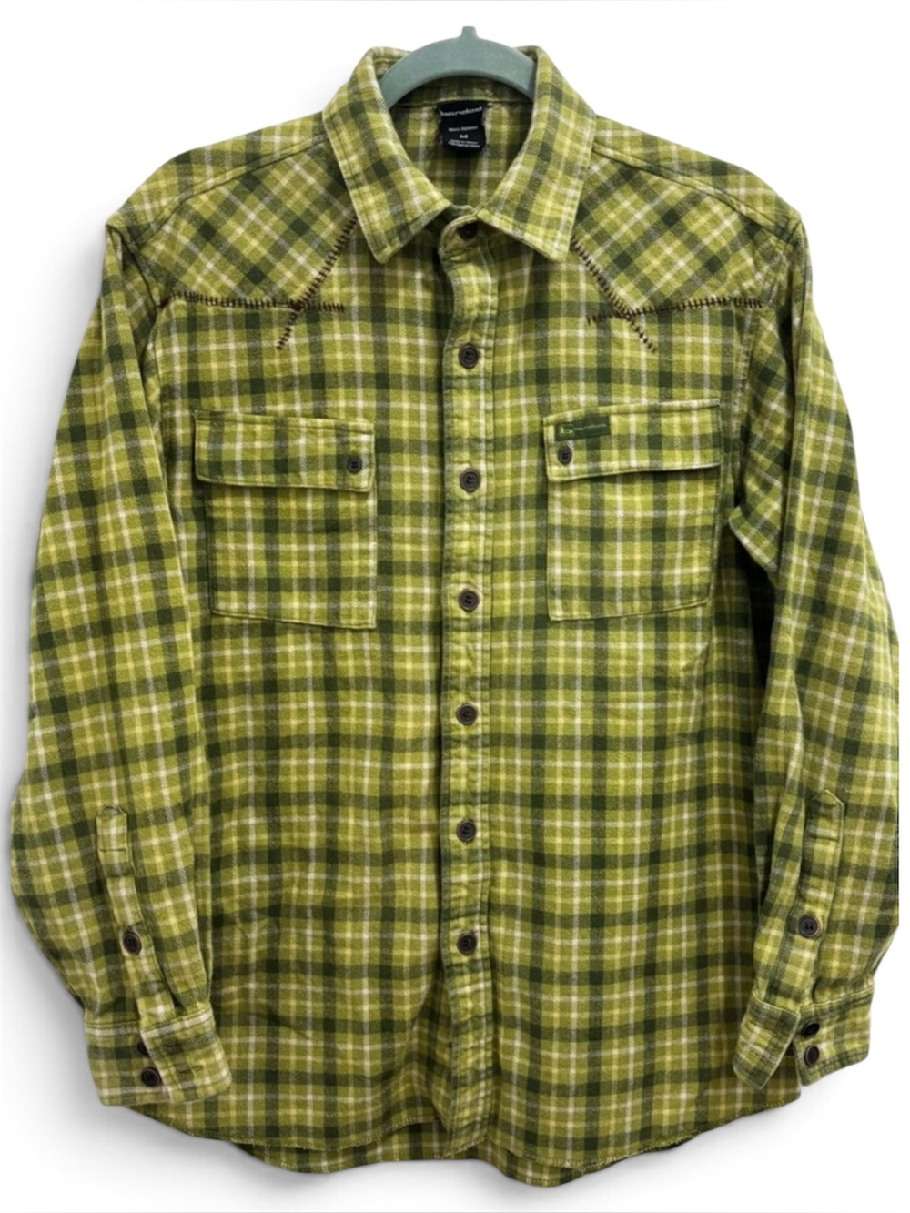 Bonded Mens Green Plaid High Performance Outerwear Cotton Flannel Hunting